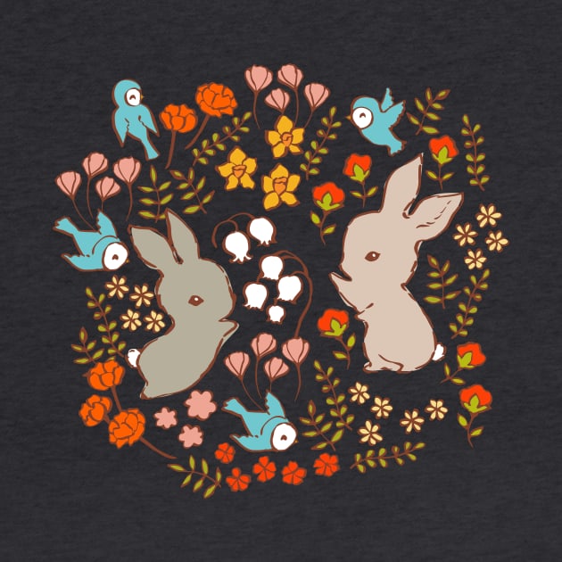 Vintage Bunnies in Spring by Cecilia Mok